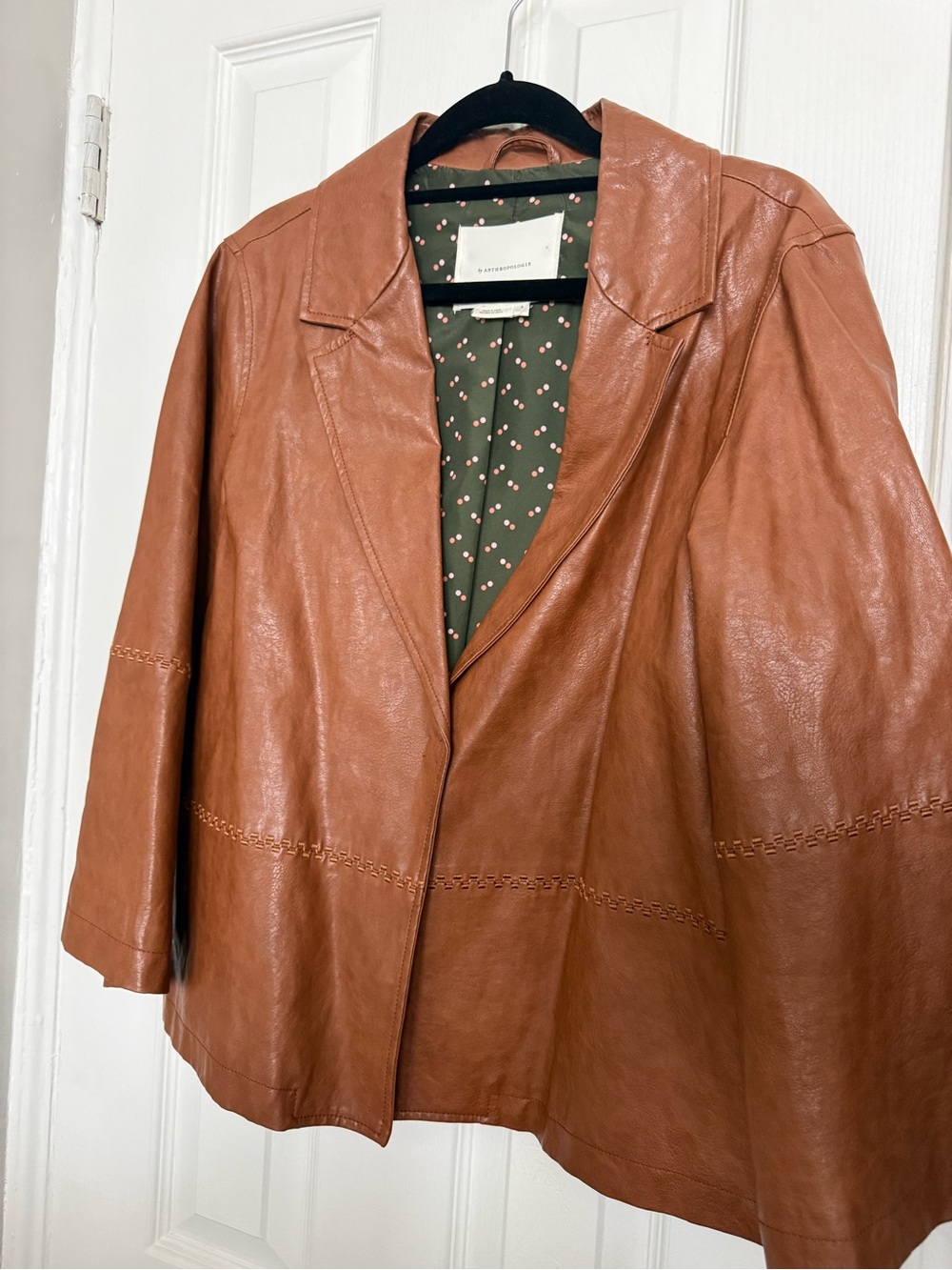 Anthropologie Cognac faux, leather 
Women's jacket